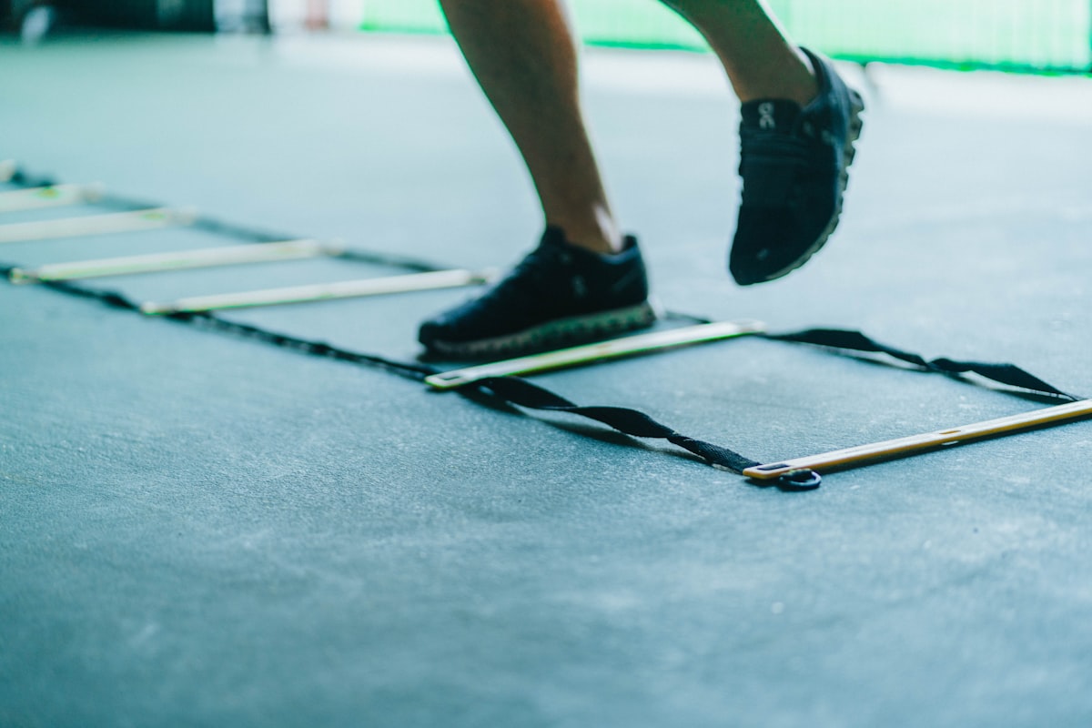 Athlete performing footwork and change of direction drills