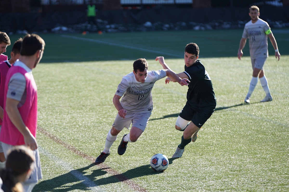Young athlete running hard during a game